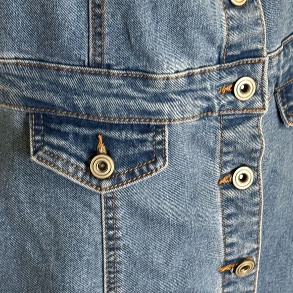 Denim Button Down Blue Jeans Midi Dress Vintage Vibes Stretchy Size M‎ Pockets - Picture 5 of 7